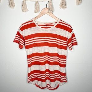 Madewell Orange & Cream Striped Tee Size XXS